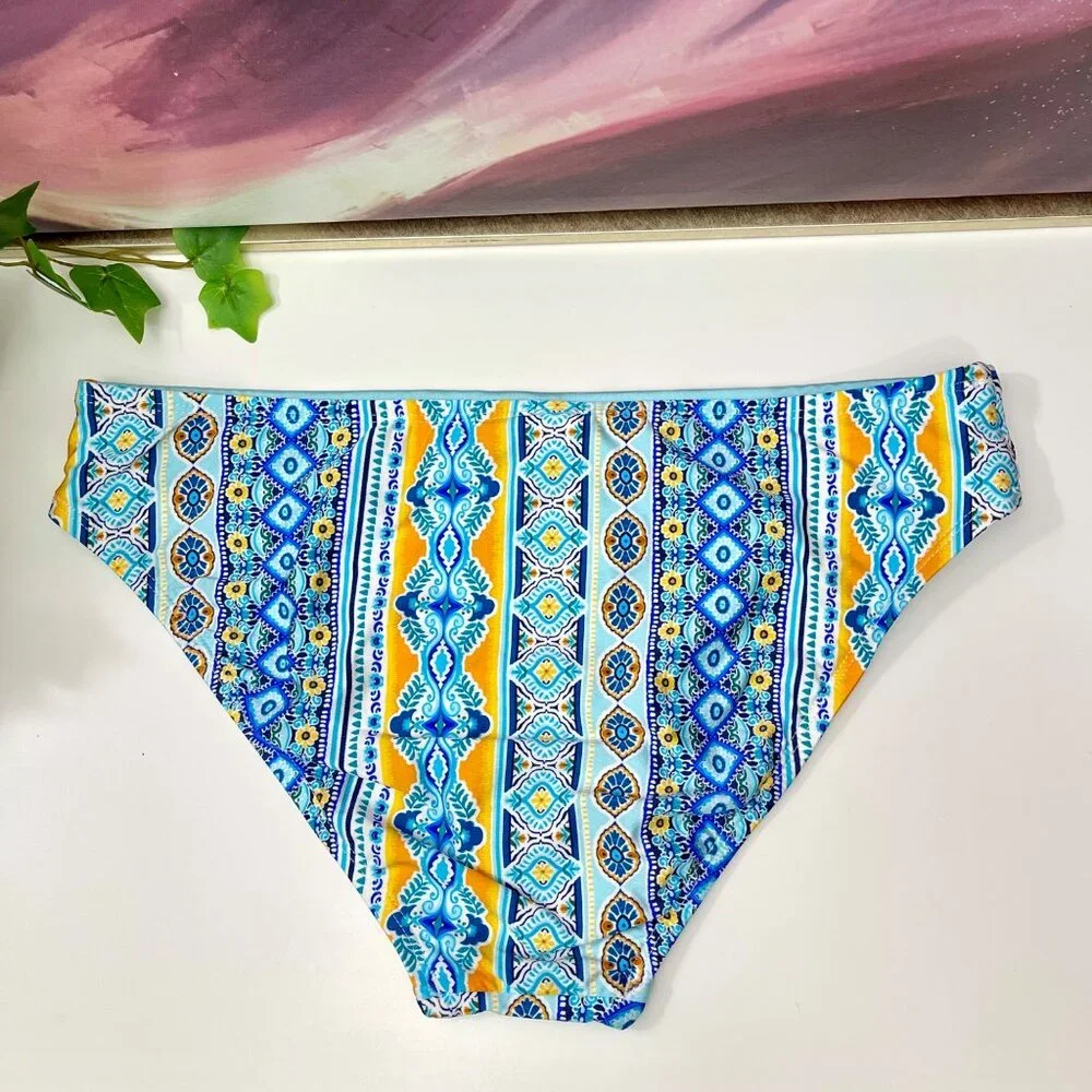 New La Blanca Scarf Banded Hipster Bikini Bottom in Blue‎ Size 10
